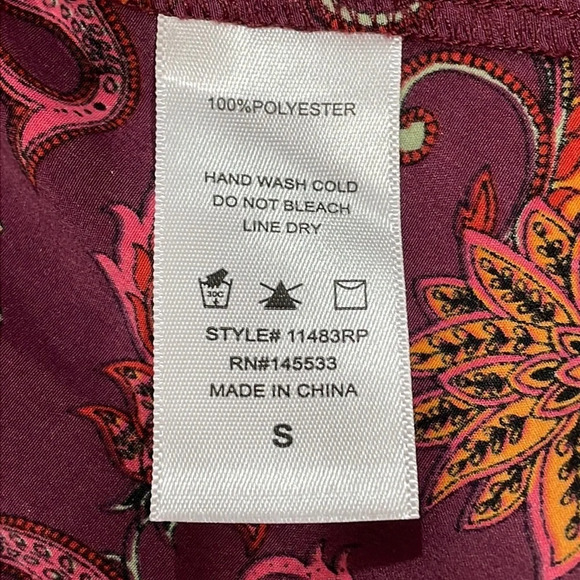 NWOT W5 Sleeveless Paisley Satin Tank Top Exposed Back Zipper S - Picture 12 of 12